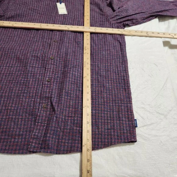 Rowm Mens Long Sleeve Button-Down Shirt Red/Blue Checkered size LT - Picture 2 of 11